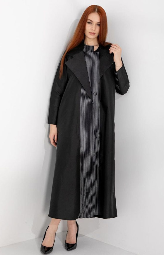 أجمل موديلات عبايات مخططة تزيد الطول لإطلالات رمضان 2024 صورة رقم 4