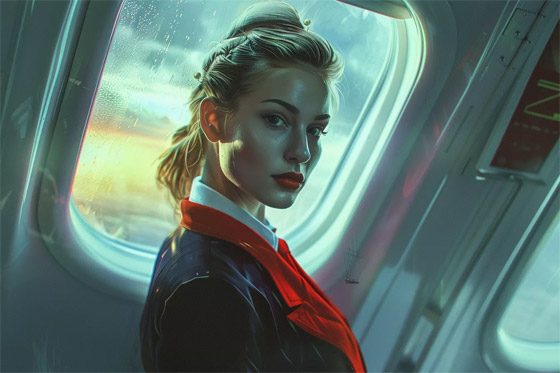 صور مميزة: مضيفات طيران المستقبل بعيون الذكاء الاصطناعي صورة رقم 7 صور مميزة: مضيفات طيران المستقبل بعيون الذكاء الاصطناعي صورة رقم 7