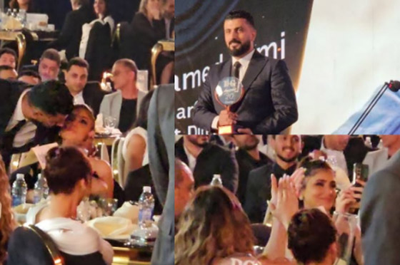 بعد فوزه بجائزة أفضل مخرج: قبلات محمد سامي الحميمة لمي عمر صورة رقم 3
