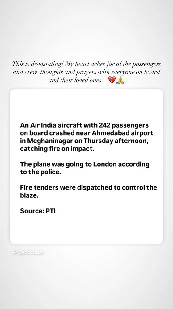 كيف تفاعل نجوم بوليوود مع مأساة تحطّم الطائرة الهندية صورة رقم 2