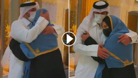 فيديو أحلام: قبلات وأحضان لزوجها مبارك الهاجري بعد غيابه عنها مدة عام!