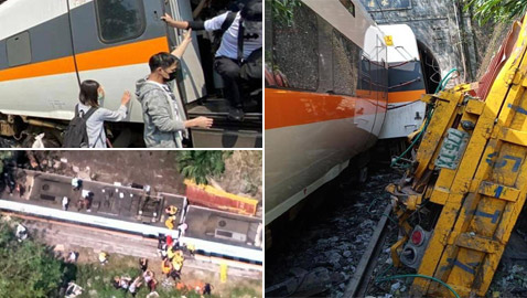 بالصور.. عشرات القتلى والجرحى في حادث قطار مروع في تايوان
