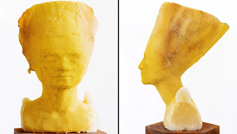 فنان يستخدم 60 ألف نحلة لصنع منحوتة ساحرة للملكة المصرية نفرتيتي