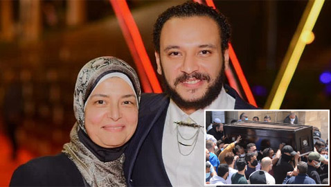 صور أحمد خالد صالح يحمل نعش والدته التي توفيت بكورونا، ويتلقى عزاء النجوم
