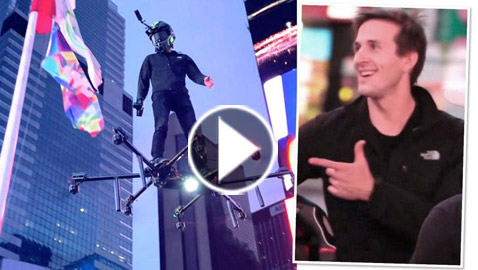 فيديو لرجل يطير مثل “سبايدر مان” في نيويورك.. ظهر على لوح حقيقي وأثار دهشة المارة