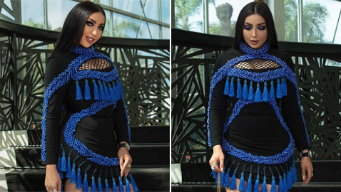 فستان دنيا بطمة في أحدث إطلالاتها يثيرالسخرية: مثل ستائر الصالونات!