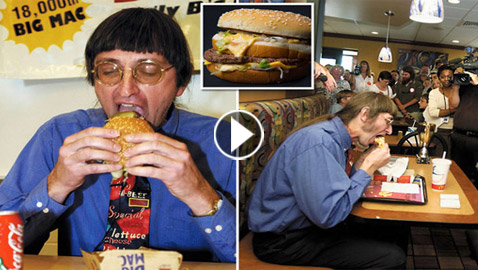 أمريكي يدخل موسوعة غينيس بالتهامه أكثر من 32 ألف شطيرة برغر! فيديو