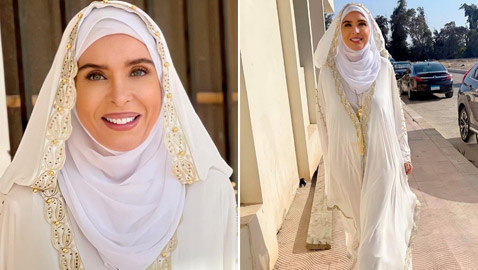 الراقصة دينا بالحجاب والعباءة البيضاء في أحدث ظهور لها وتعليق يحير المتابعين.. هل تعتزل؟