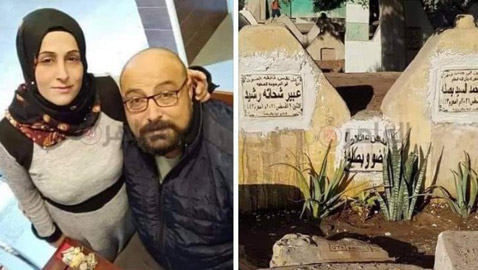 صور: الاردنيه عبير شحاده انهارت عند وفاة زوجها وقبلت قدميه ثم لحقت به بعد دقائق!