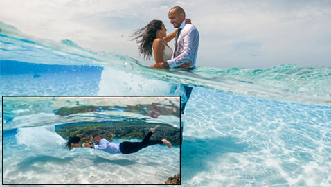 صور مدهشة: ثنائي سعودي يحتفلان بزفافهما تحت الماء في جزر المالديف