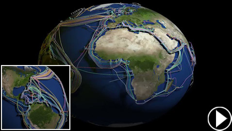 عالم غارق في الكابلات.. خارطة 3D مذهلة للكرة الأرضية! فيديو