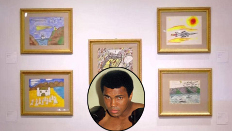 صور: لوحات للملاكم محمد علي تباع بالمزاد.. رسم بعضها بين مبارياته