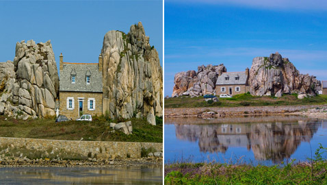 صور: منزل غريب بين صخرتين عملاقتين يخطف أنظار السائحين في فرنسا