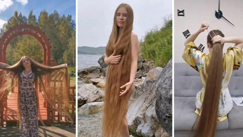 صور :رابونزل الروسية لم تقص شعرها منذ 23 عامًا