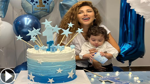 فيديو وصور ميريام فارس تحتفل بأول عيد ميلاد لطفلها 