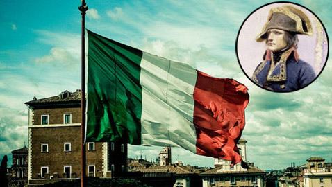 كيف تسبب الفرنسي نابليون باختيار الشكل الحالي لعلم إيطاليا؟