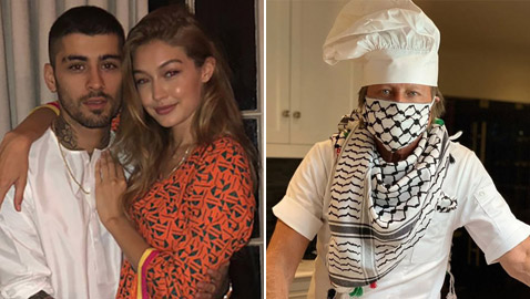 صور: والد جيجي حديد شيف فلسطيني بالكوفية.. هل تجاهل المشاكل العائلية؟