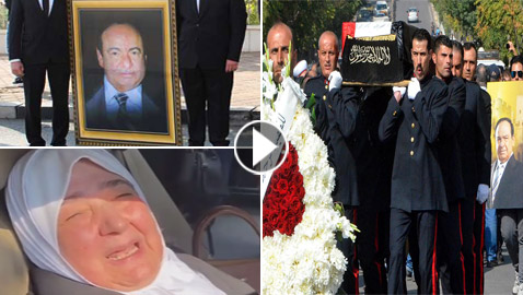 فيديو وصور: زوجة صباح فخري تنهار في جنازته وتشكر بشار الأسد!