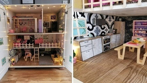 تصمم منزل باربي لطفلتها بـ 25 دولاراً
