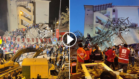 نجاة 21 شخصا من تحت الأنقاض بتركيا بعد انهيار مبنى عليهم بشكل مفاجئ