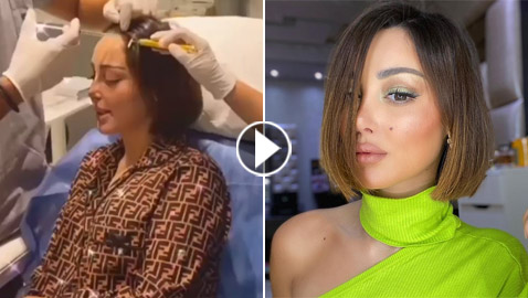 فيديو: بسمة بوسيل زوجة تامر حسني تتلقى حقن في الرأس بعيادة ابنة الفنانة أصالة!