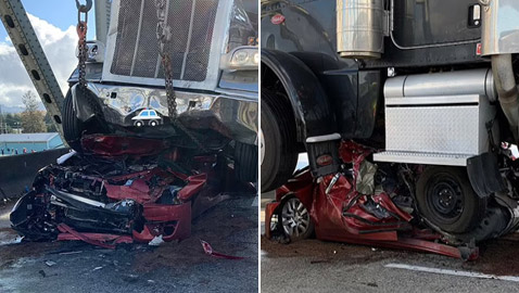 بالصور.. معجزة تنجي سيدة أمريكية من حادث سير خطير مروع!
