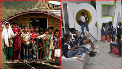 صور اغرب الصفوف التعليمية في العالم احدها في قارب عائم!