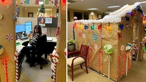 تحول مقصورة مكتبها إلى منزل مستوحى من منزل خبز الزنجبيل