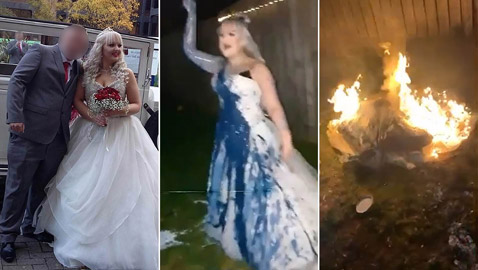 أغرب احتفال لسيدة بطلاقها من زوجها.. هذا ما فعلته بفستان زفافها!