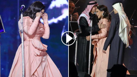 أحلام تبكي.. وزوجها وابنها يفاجآنها بصعودهما على المسرح