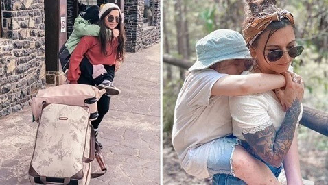 تسافر حول العالم وهي تحمل ابنها على ظهرها