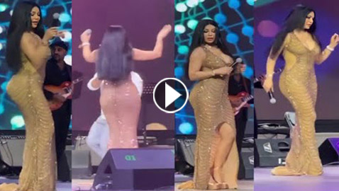 فيديو: هيفاء وهبي في وصلة رقص على المسرح وتتعرض لموقف محرج!