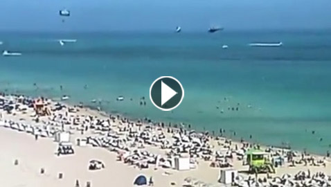 فيديو يرصد سقوط مروحية على شاطئ مزدحم في أميركا