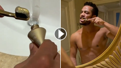 فيديو: محمد رمضان يستخدم معجون أسنان من الذهب عيار 24 ويثير الجدل من جديد!