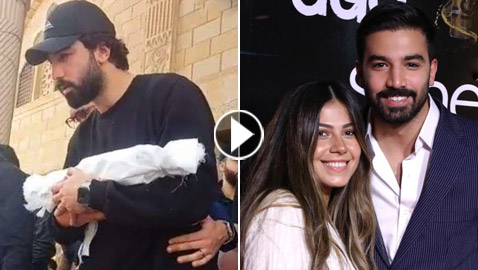 فيديو وصور مؤثرة: انهيار الفنان حازم إيهاب أثناء تشييع جثمان طفله الرضيع