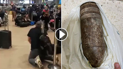فيديو وصور: بقايا قذيفة من الجولان تثير الهلع والذعر في مطار إسرائيلي