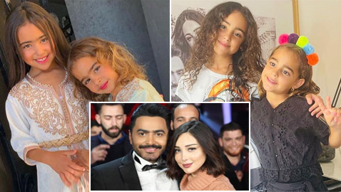 بسمة بوسيل تنشر صور واضحة لابنتيها.. الكبرى تشبه تامر حسني والصغرى شقراء تشبهها