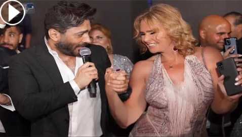 فيديو وصور يسرا ترقص بإطلالة جريئة وفستان مكشوف على أغاني تامر حسني