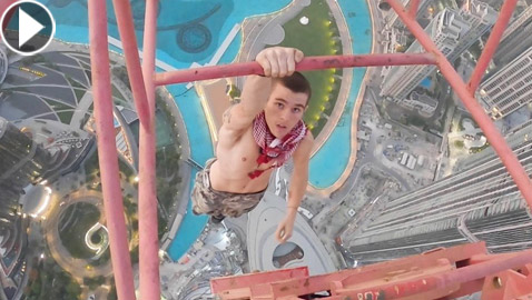 هاو للتسلق يخوض تجربة جنونية في دبي! تدلى من ناطحة سحاب على ارتفاع 390 مترا
