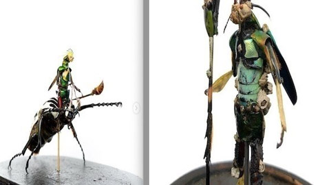 يستخدم المئات من أجسام الحشرات الميتة لإنشاء تماثيل مدهشة