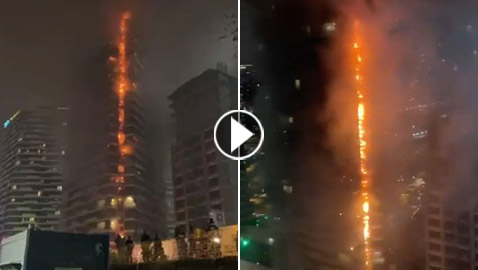 فيديو: حريق ضخم تلتهم نيرانه مبنى سكني من 24 طابقا في إسطنبول