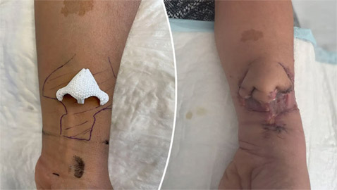 اقتطع أنفها بسبب السرطان فاستبدلته بآخر على ذراعها! صور