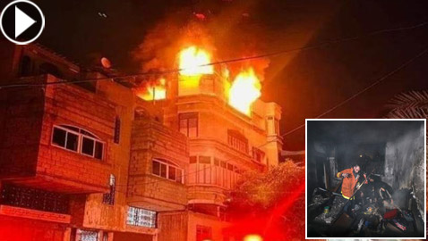مصرع 21 شخصا من عائلة واحدة في حريق مروع بمبنى سكني في غزة