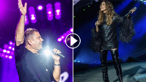 فيديوهات: نانسي عجرم تقفز على المسرح بغرابة وعمرو دياب يشعل حماس الجمهور