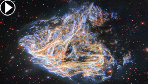 تلسكوب هابل يلتقط بقايا مذهلة لمستعر أعظم في مجرة مجاورة لنا