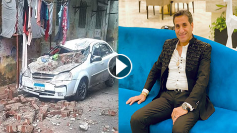 انهيار وسقوط بلكونة على سيارة ابن أحمد شيبة وتحطيمها! 