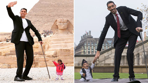 طلب غريب من أطول رجل في العالم خلال لقائه بأقصر شخصين..!