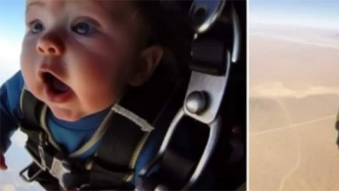 صور تخطف الأنفاس لطفل يقفز بالمظلة.. هل يعقل؟