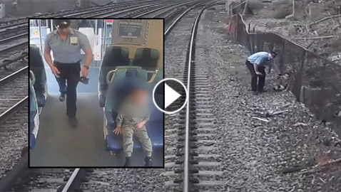 مشاهد مخيفة لطفل متوحد يتنقل على سكة حديد مكهربة بين القطارات!
