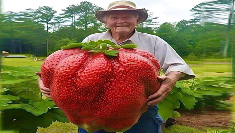 شاهد واحكم بأم عينك.. هل هذه أكبر ثمرة فراولة بالعالم؟